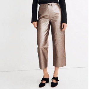 Madewell Emmett Wide-Leg Crop Pants in Metallic